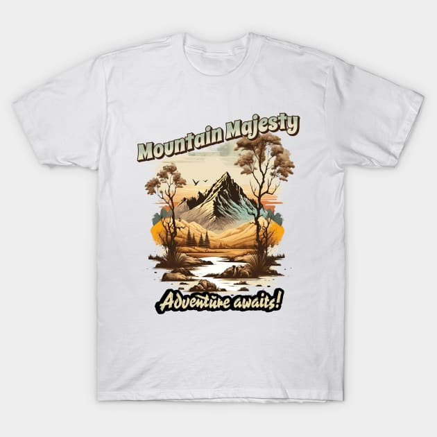 Mountain Majesty Adventure Awaits T-Shirt by Quotigner